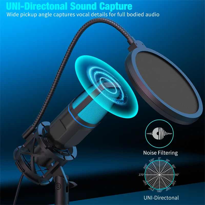 USB RGB Condenser Microphone for Gaming, Podcasting & Streaming