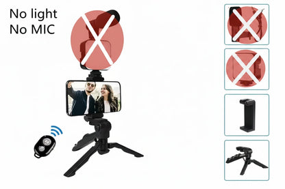 Smartphone Vlogging Kit – Tripod, LED Fill Light & Microphone Starter Set