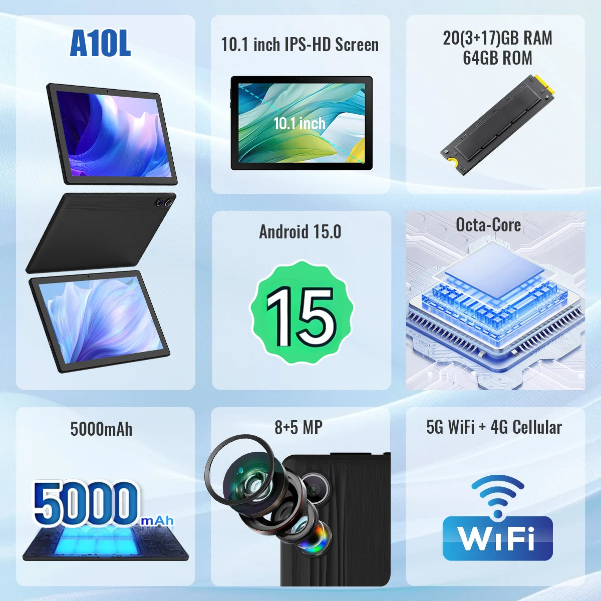 Tethered Oasis 10" Android 15 Tablet Bundle – 20GB RAM, 64GB, WiFi 6, Keyboard, Mouse & Stylus Included