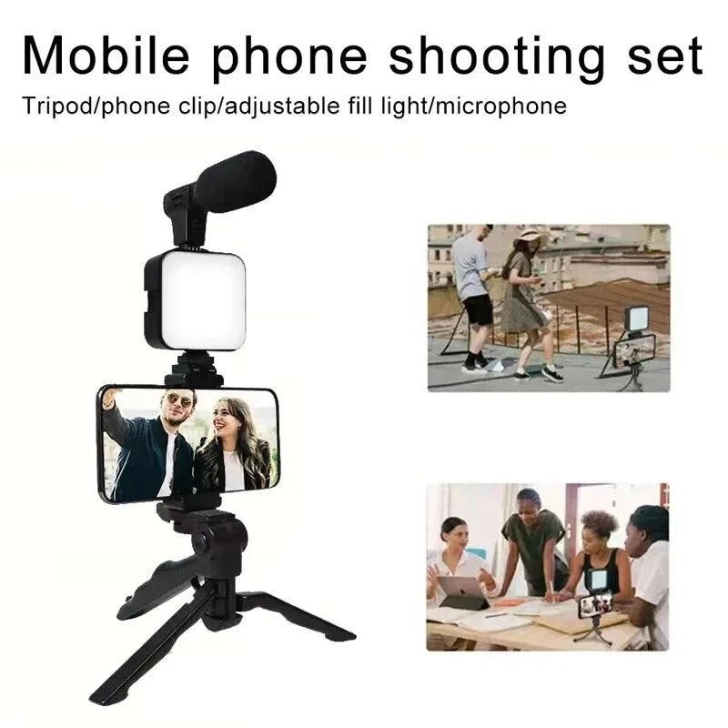 Smartphone Vlogging Kit – Tripod, LED Fill Light & Microphone Starter Set