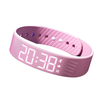 LED Digital Alarm Clock Watch Snooze-proof Alarm Bracelet with Running Pedometer Waterproof Vibrating Alarm