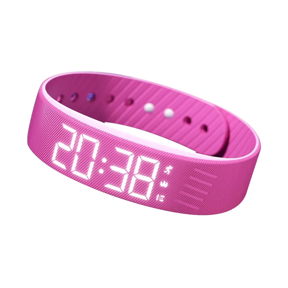LED Digital Alarm Clock Watch Snooze-proof Alarm Bracelet with Running Pedometer Waterproof Vibrating Alarm