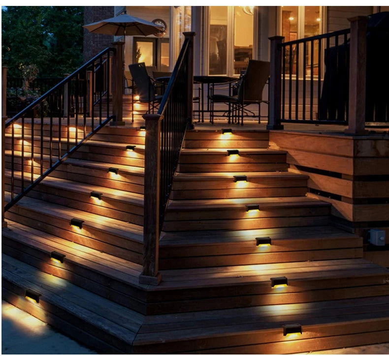 Solar LED Step & Deck Lights — Waterproof Outdoor Stair Lights
