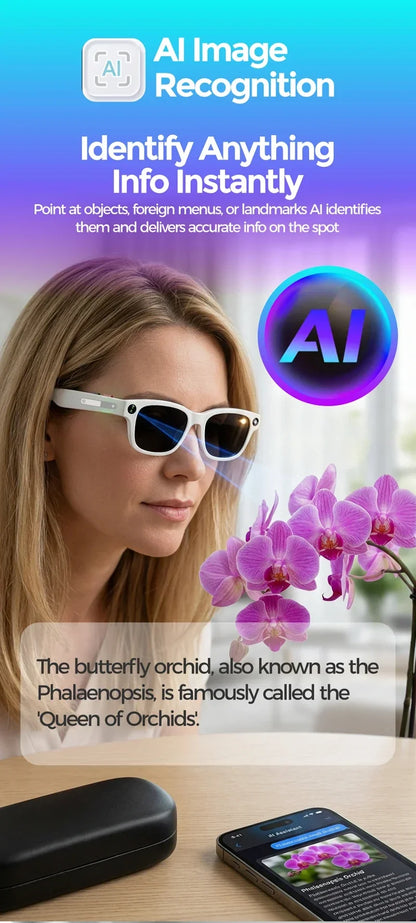 AI Smart Glasses 4K – Camera, Bluetooth, AI Translation.