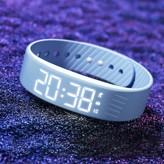 LED Digital Alarm Clock Watch Snooze-proof Alarm Bracelet with Running Pedometer Waterproof Vibrating Alarm