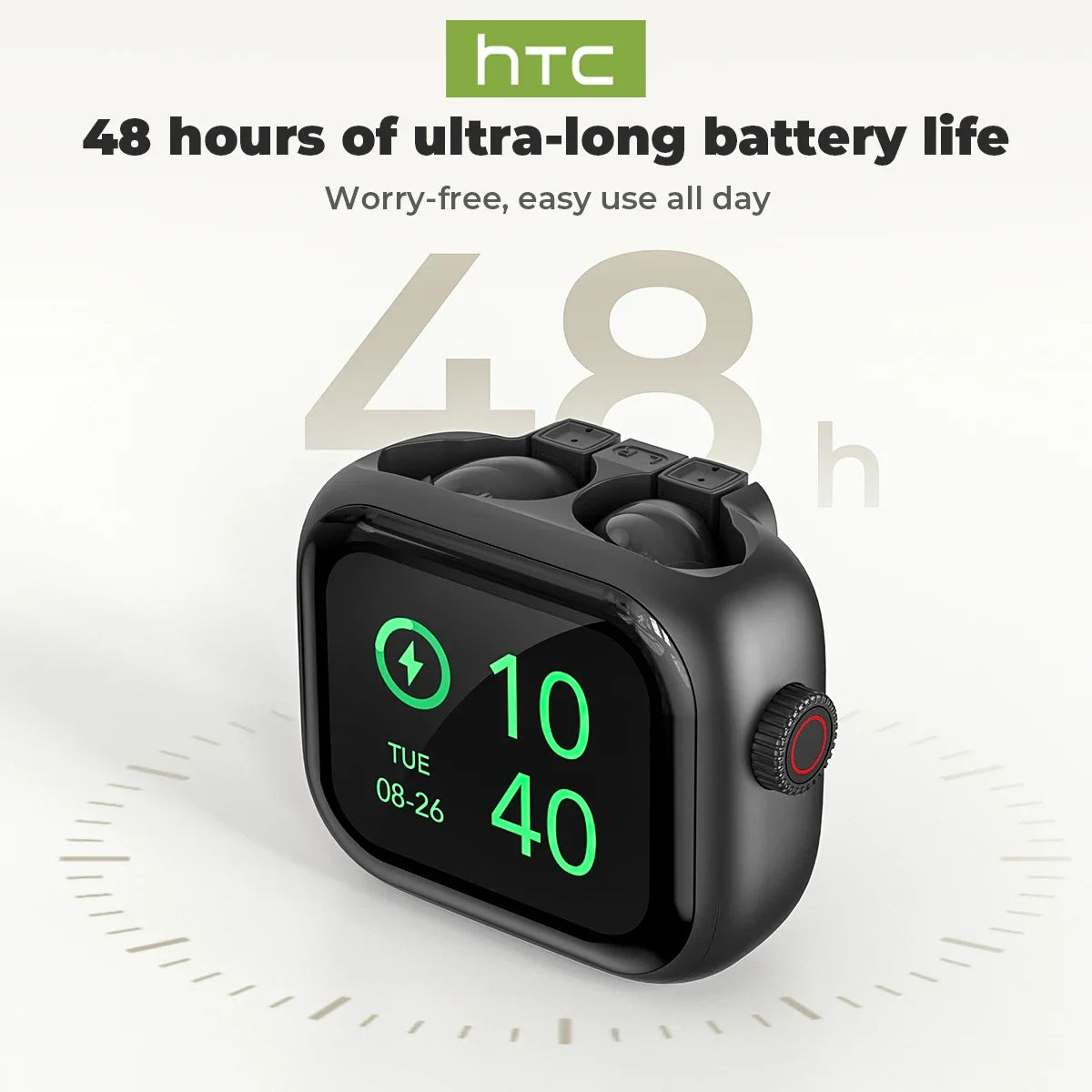Tethered Oasis HTC NE40 Wireless Earbuds – HD Touch Screen Case, AI Translator, 48Hr Battery