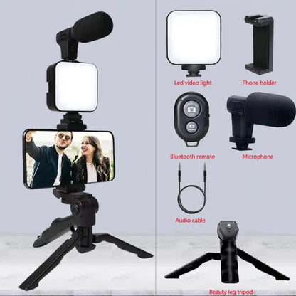 Smartphone Vlogging Kit – Tripod, LED Fill Light & Microphone Starter Set