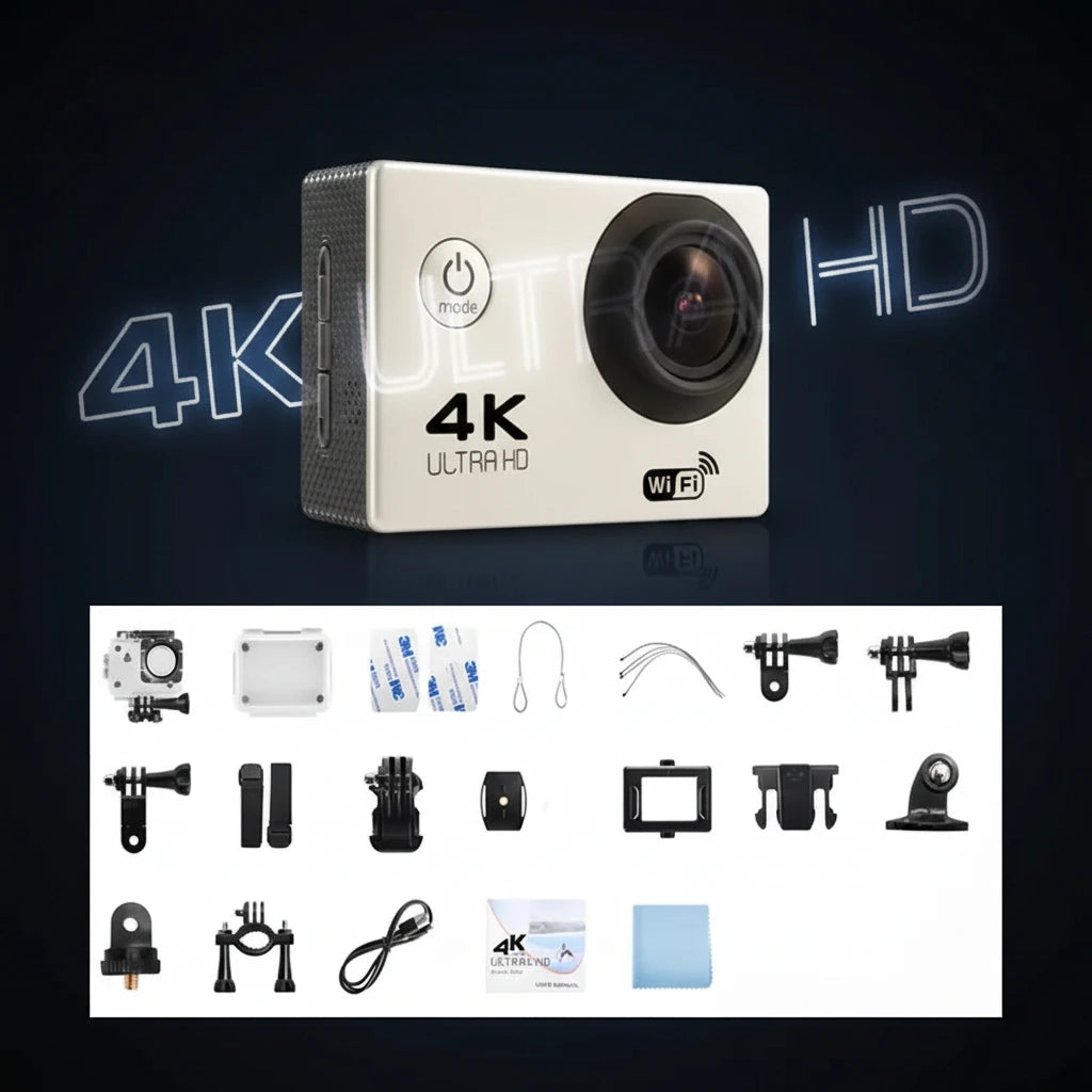 4K Action Camera – Waterproof, WiFi, 170° Wide Angle