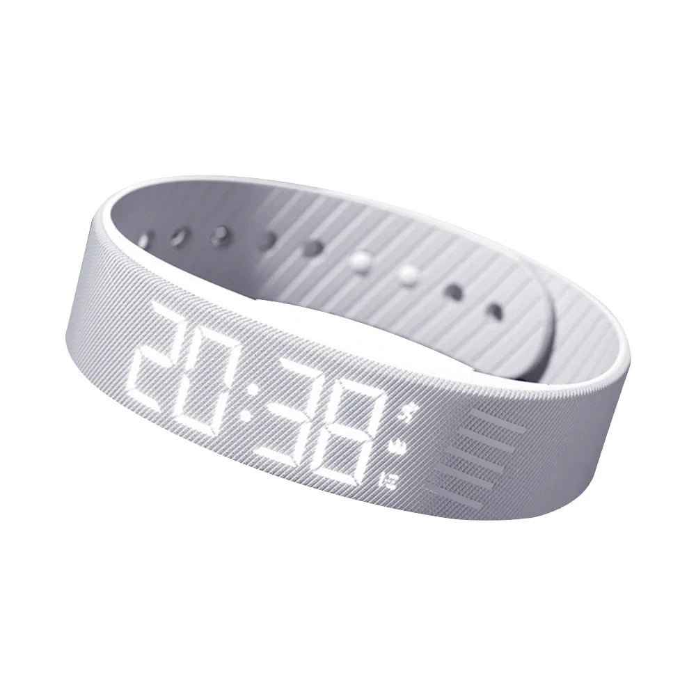 LED Digital Alarm Clock Watch Snooze-proof Alarm Bracelet with Running Pedometer Waterproof Vibrating Alarm