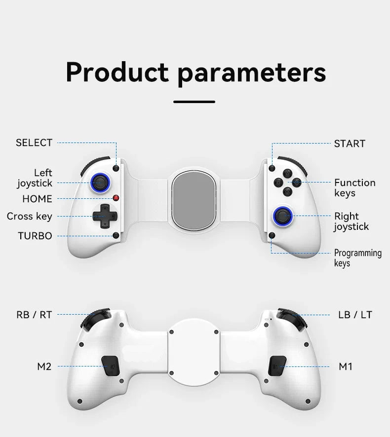 Tethered Oasis Telescopic Wireless Gamepad Controller – Bluetooth 5.2, Hall Effect Joystick, Switch/Android/iOS/PS3/PS4/Xbox