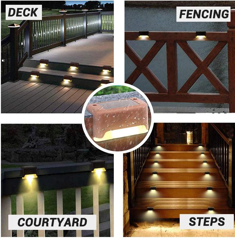 Solar LED Step & Deck Lights — Waterproof Outdoor Stair Lights