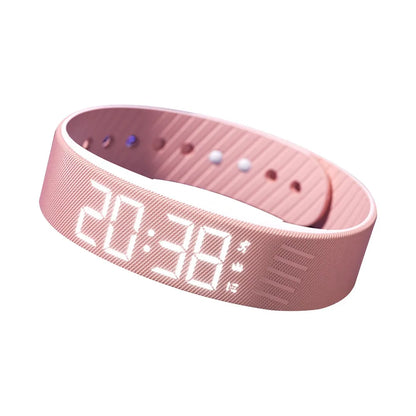 LED Digital Alarm Clock Watch Snooze-proof Alarm Bracelet with Running Pedometer Waterproof Vibrating Alarm