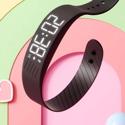 LED Digital Alarm Clock Watch Snooze-proof Alarm Bracelet with Running Pedometer Waterproof Vibrating Alarm