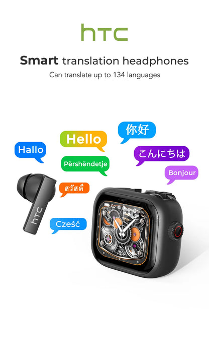 Tethered Oasis HTC NE40 Wireless Earbuds – HD Touch Screen Case, AI Translator, 48Hr Battery