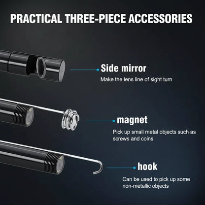 Three-piece accessories with side mirror, magnet, and hook on a white background