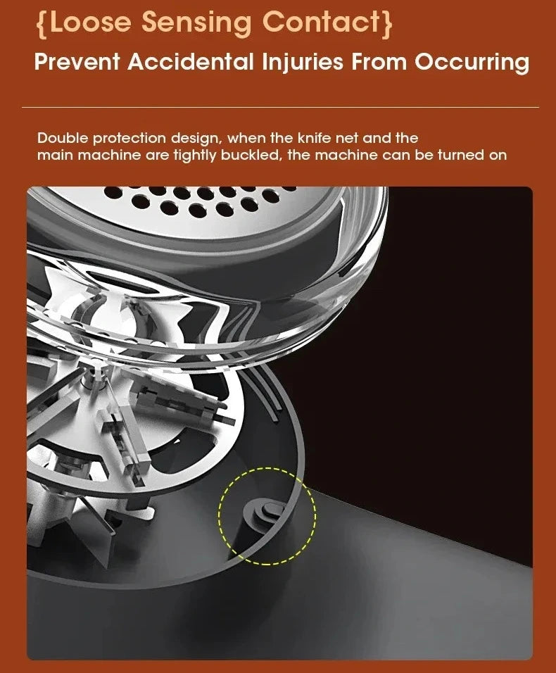 Advertisement for loose sensing contact system to prevent injuries, with a close-up of machine components.