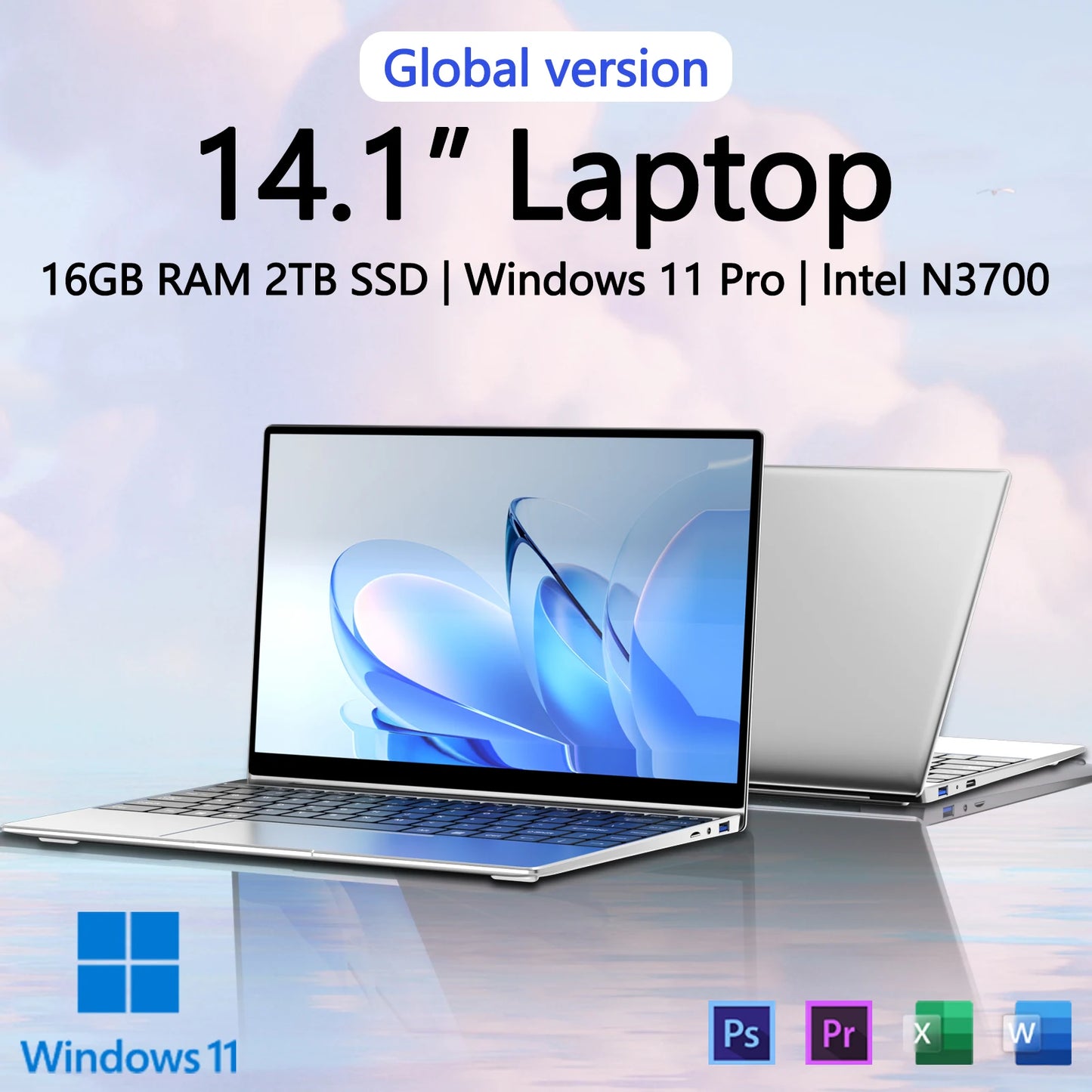 Tethered Oasis 14.1" Laptop – Intel 4405U, 16GB RAM, Windows 11 Pro, Ultra Slim
