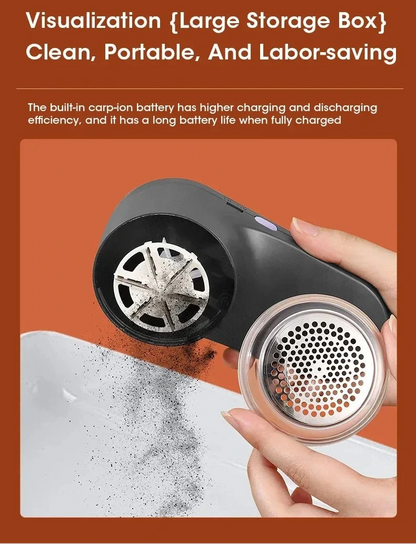 Handheld grooming tool with storage box on an orange background