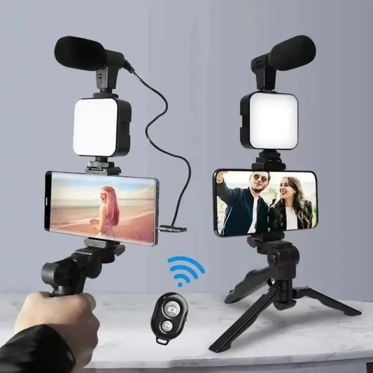 Smartphone Vlogging Kit – Tripod, LED Fill Light & Microphone Starter Set