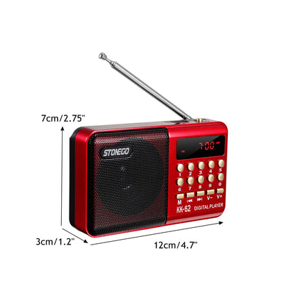 Portable Mini FM Radio – Rechargeable Handheld Radio with MP3 & Bluetooth
