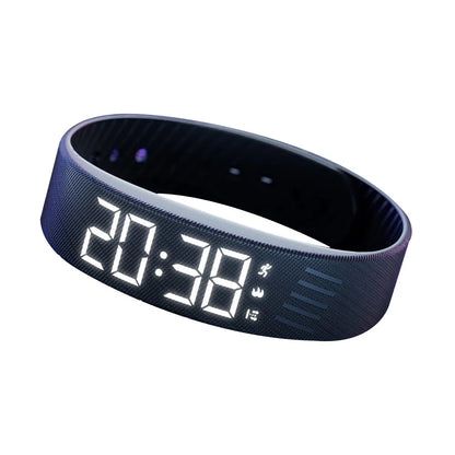 LED Digital Alarm Clock Watch Snooze-proof Alarm Bracelet with Running Pedometer Waterproof Vibrating Alarm
