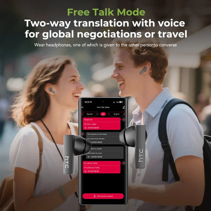 Tethered Oasis HTC NE40 Wireless Earbuds – HD Touch Screen Case, AI Translator, 48Hr Battery