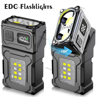 Mini Rechargeable LED Flashlight – 8 Modes, Magnetic Base & USB-C Charging