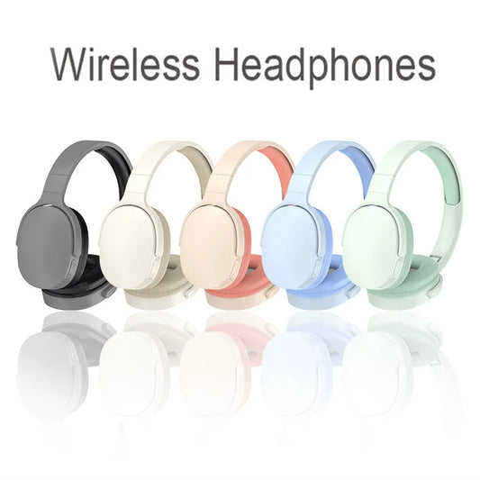 Wireless headphones in various colors on a white background