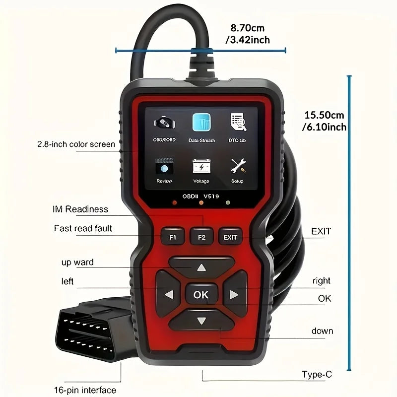 Professional OBD2 Scanner – USB-Powered Car Diagnostic Tool