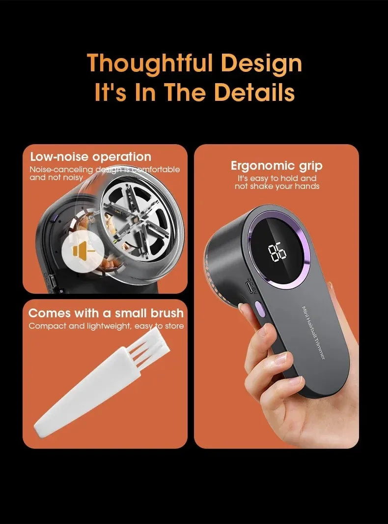 Electric Lint Remover with LED Display & USB Charging