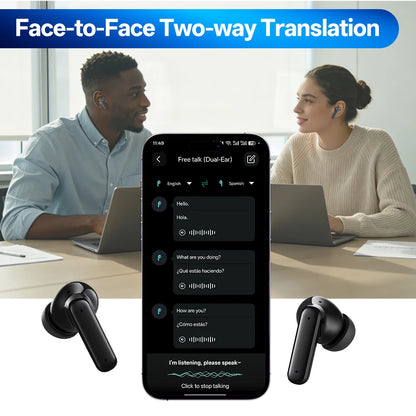 Tethered Oasis AI Translator Earbuds – Instant 165-Language Translation, ANC Noise Cancelling, HiFi Sound & Smart Touch Screen