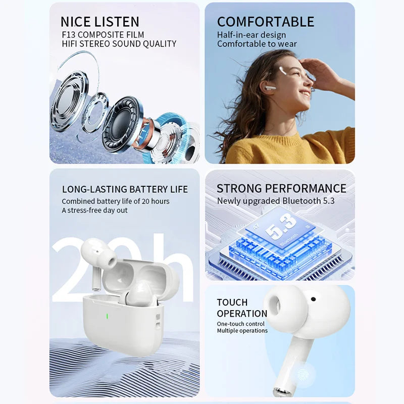 Tethered Oasis Air Pro 7 Wireless Earbuds – Bluetooth 5.1, Waterproof, Touch Control & Mic