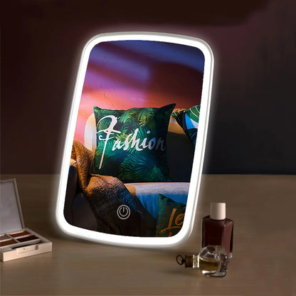 Tethered Oasis LED Makeup Mirror with Touch Sensor | 3 Color Lighting & Adjustable Brightness