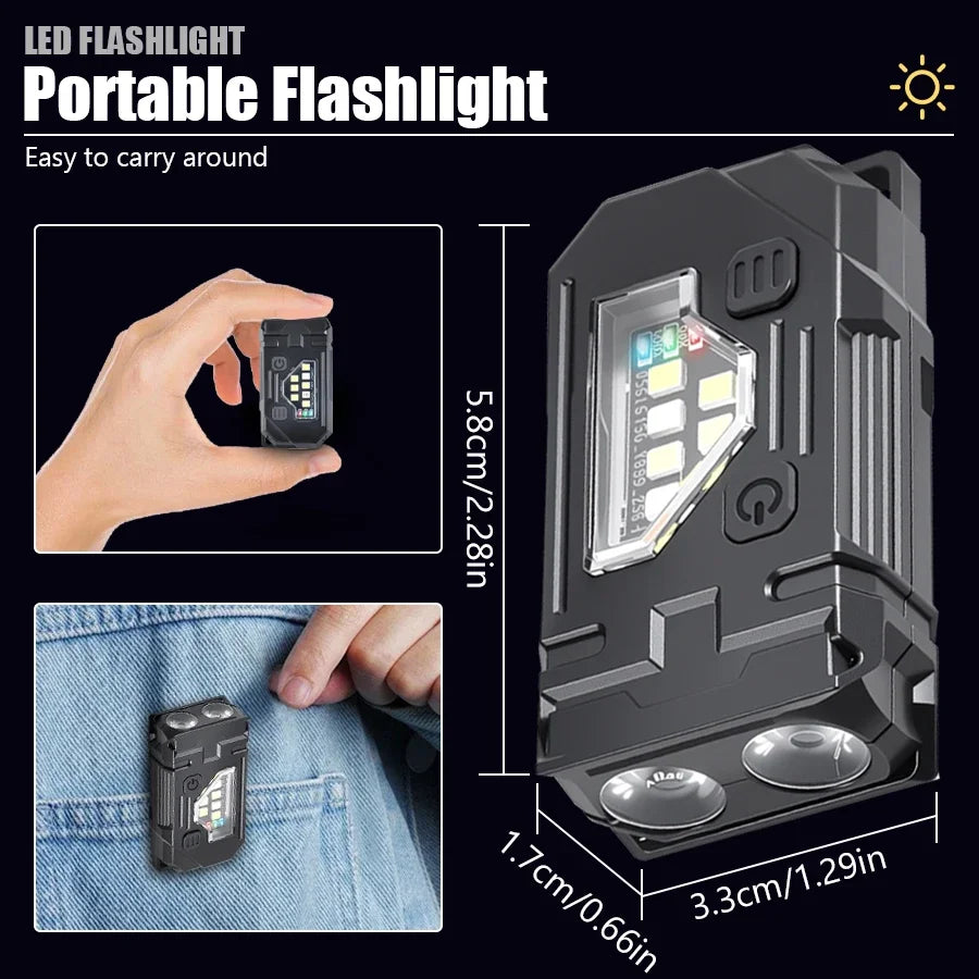 Mini Rechargeable LED Flashlight – 8 Modes, Magnetic Base & USB-C Charging