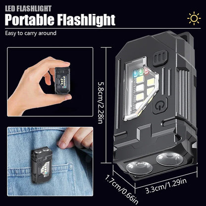 Mini Rechargeable LED Flashlight – 8 Modes, Magnetic Base & USB-C Charging